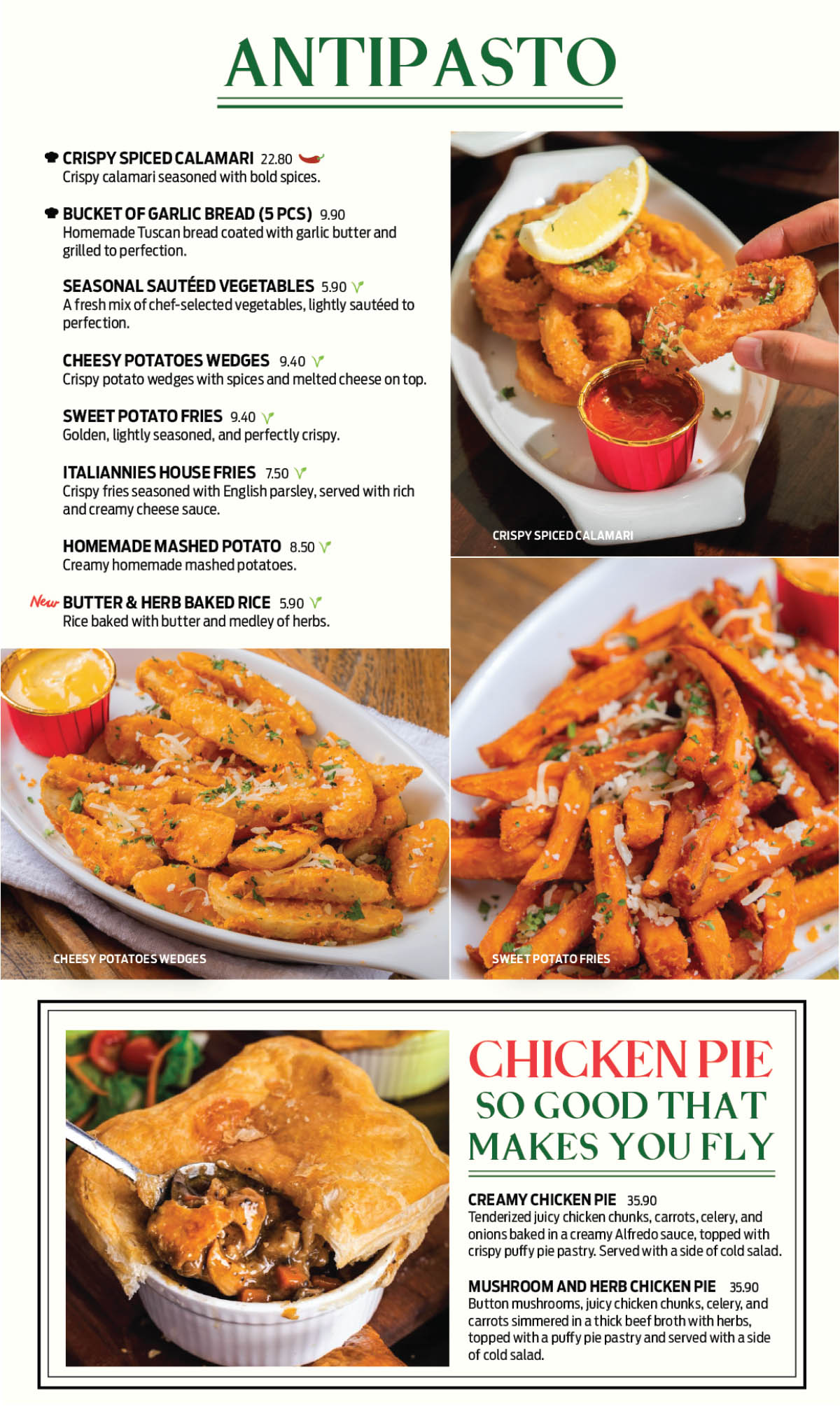 Italiannies Menu