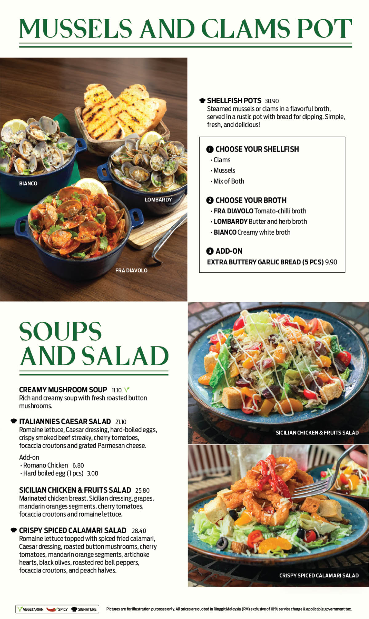 Italiannies Menu
