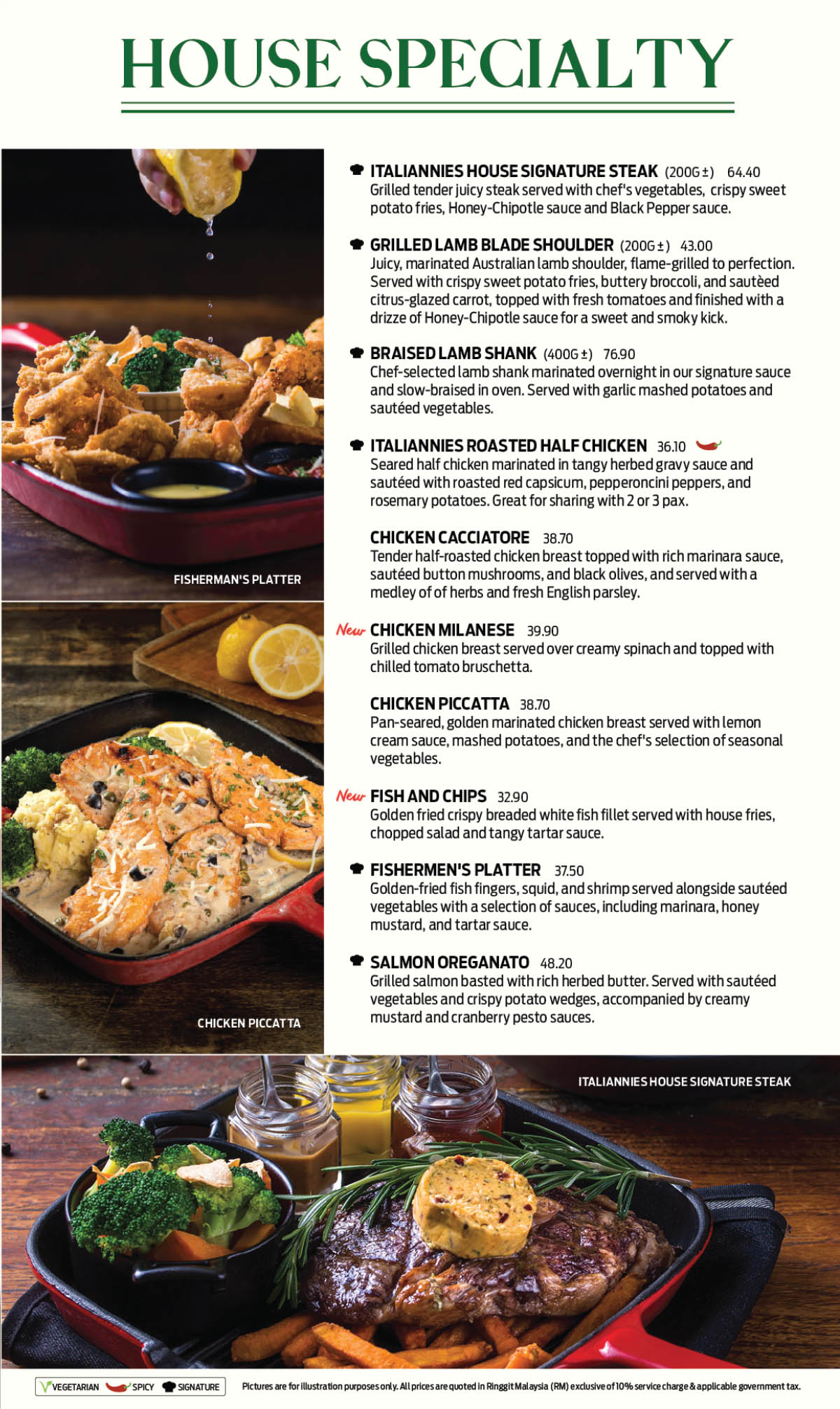 Italiannies Menu