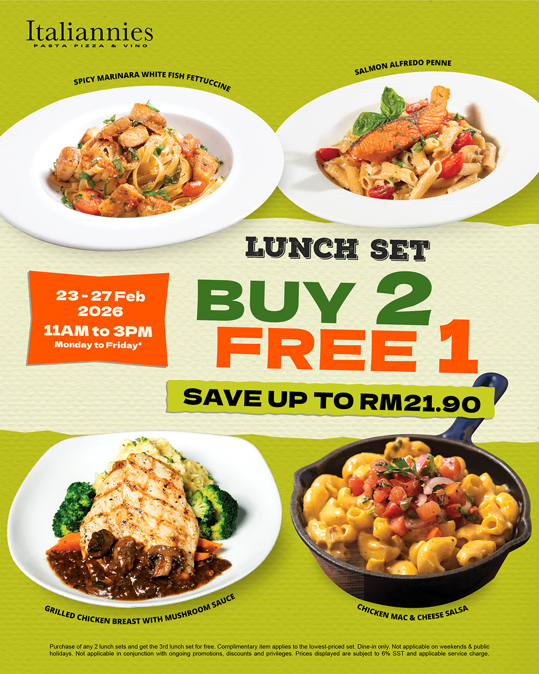 Buy 2 Free 1 Lunch Set