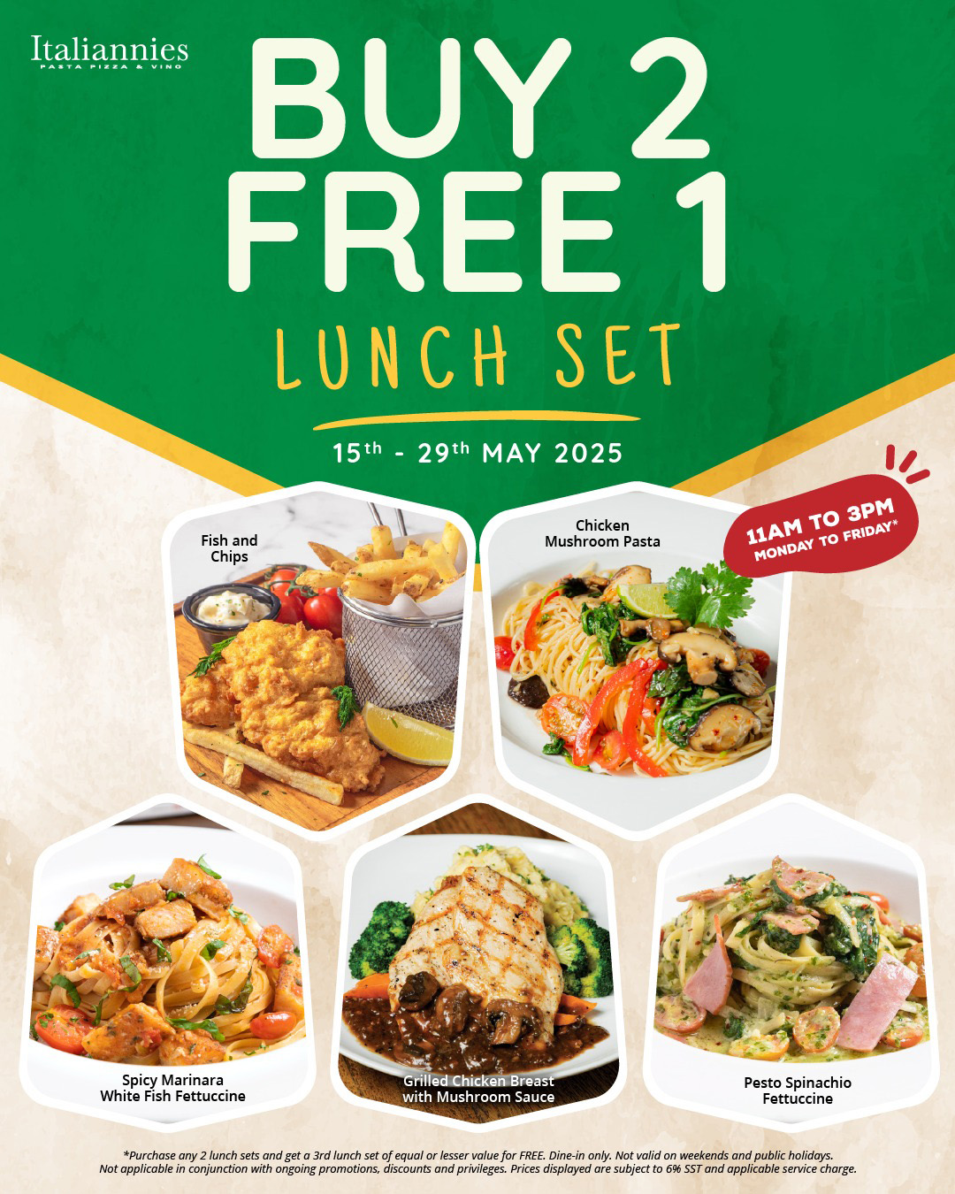 Buy 2 Free 1 Lunch Set